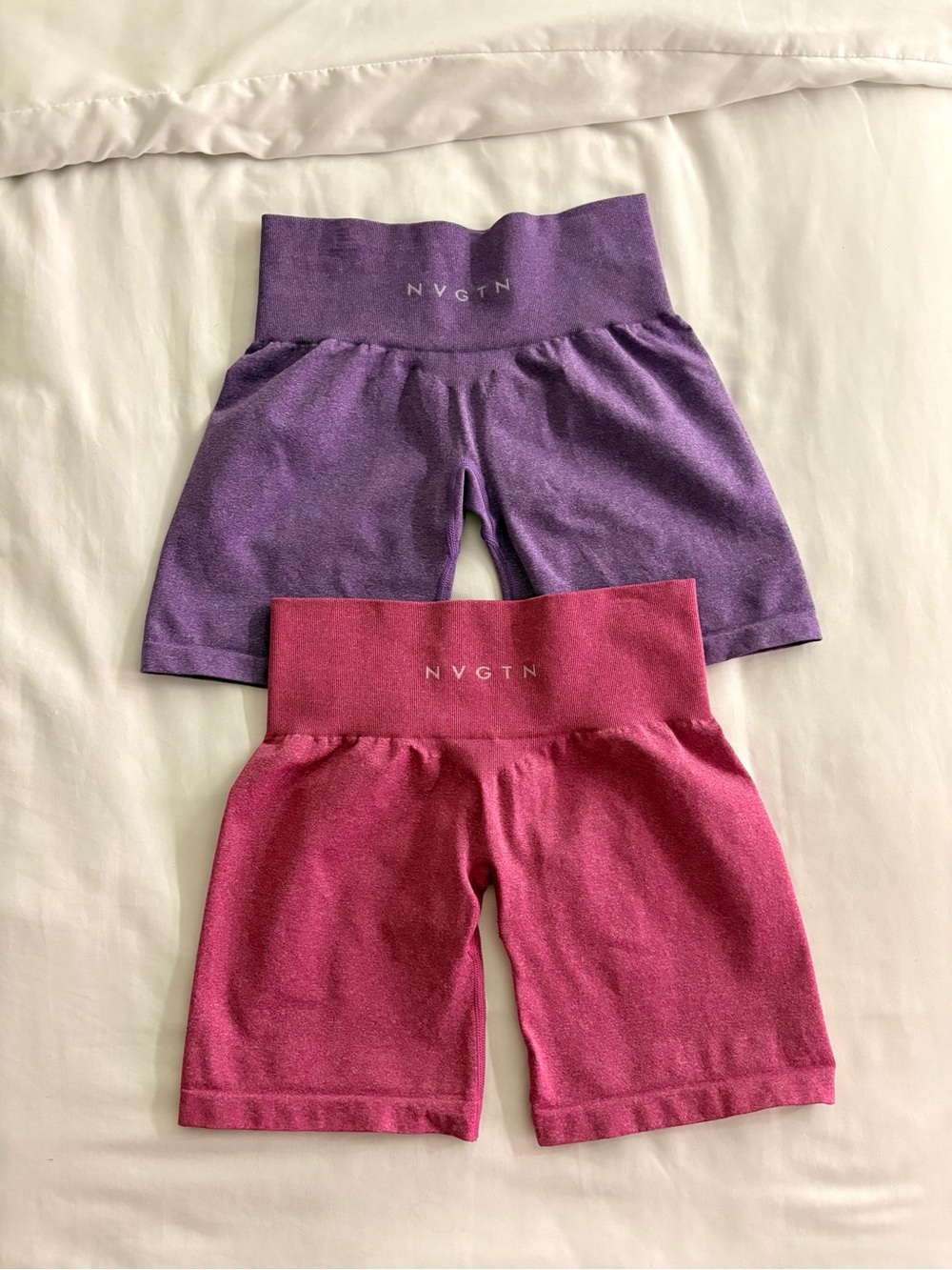 NVGTN Seamless High-Waist Bike Shorts Set - Purple & Magenta